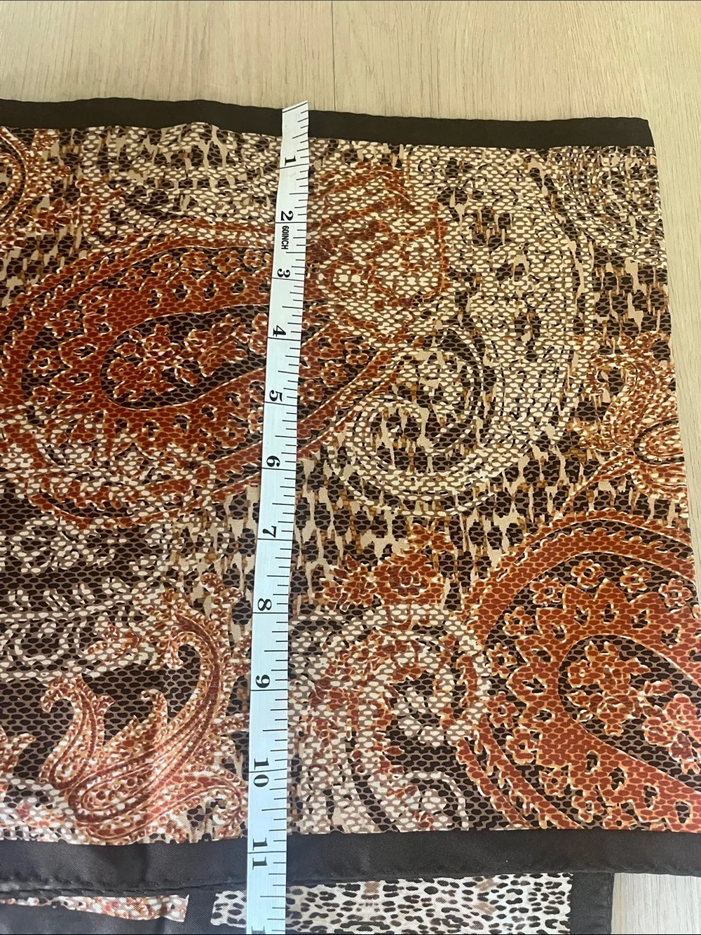 Adrienne Landau Studio Animal Print Paisley Oblong Scarf Wrap Brown Neutral